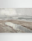 Large Coastal Water Canvas Painting | Beach Landscape Wall Art White