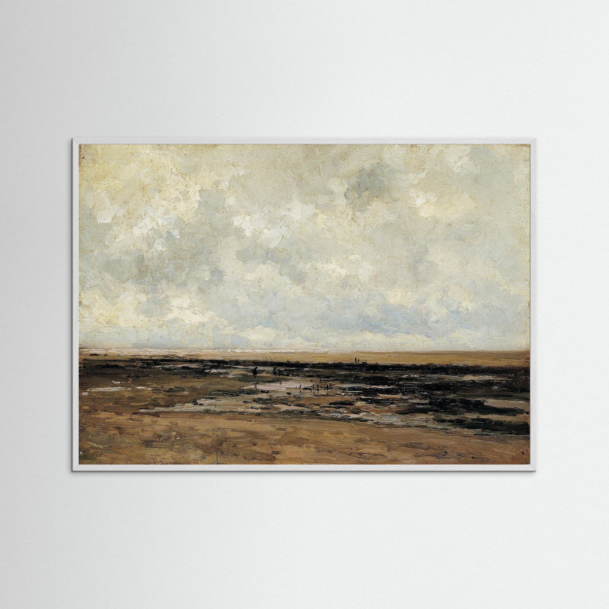 Neutral Landscape Art Print | Serene Minimal Landscape for Modern Home Decor White Wood No border