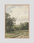 Misty Country Landscape Vintage Wall Art Print Oak Nature No border