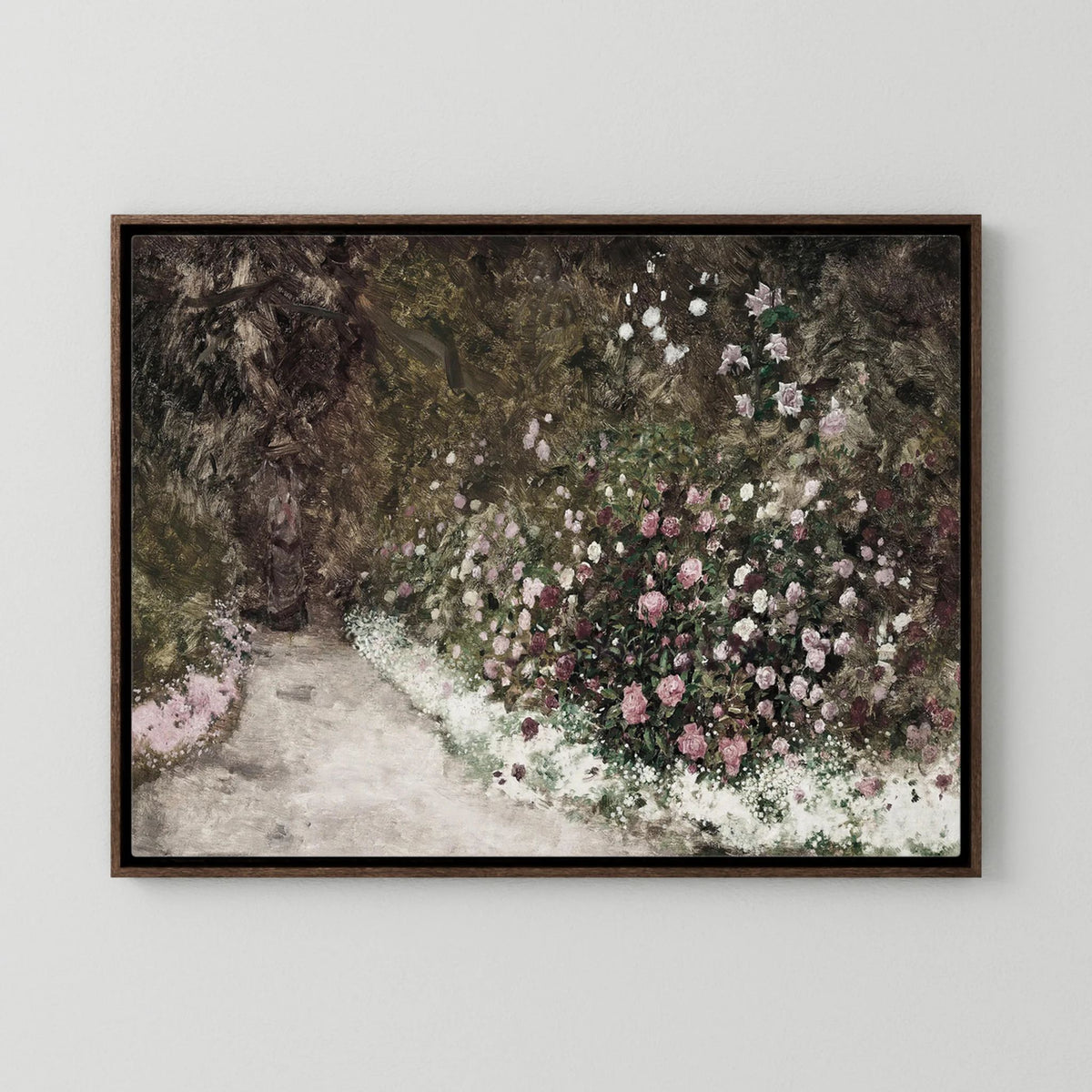 Garden Path Landscape Canvas | Soft Neutral Floral Wall Art