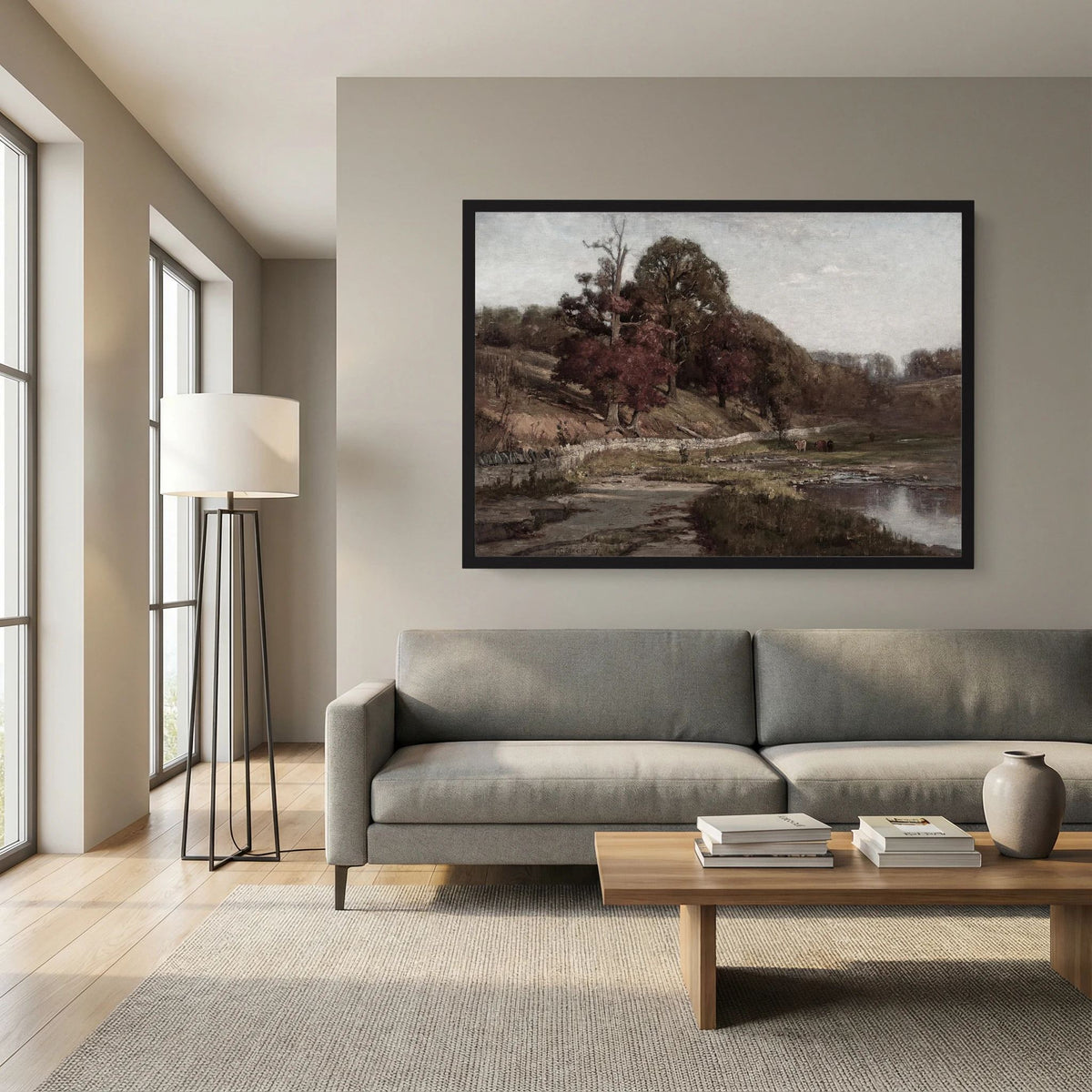 Warm Neutral Landscape Art Print | Serene Earth Tone Artwork for Modern Home