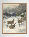 Vintage Deer in Snow Art Print