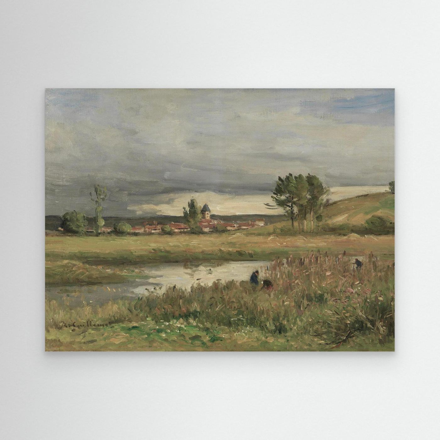 Vintage French Countryside Pond Landscape | Canvas