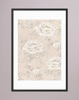 Blush Rose Wallpaper Pattern Vintage Wall Art Print Black Wood White