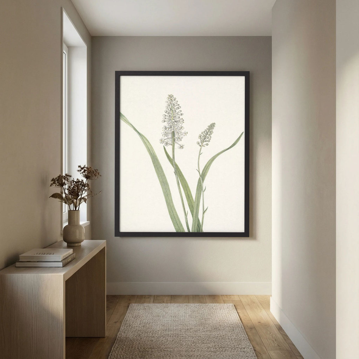 White Hyacinth Botanical Study Vintage Wall Art Print