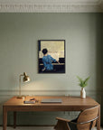 Woman in Blue at the Piano Vintage Wall Art Print