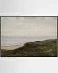 Neutral Coastal Landscape Canvas Wall Art | Vintage Seaside Nature Painting