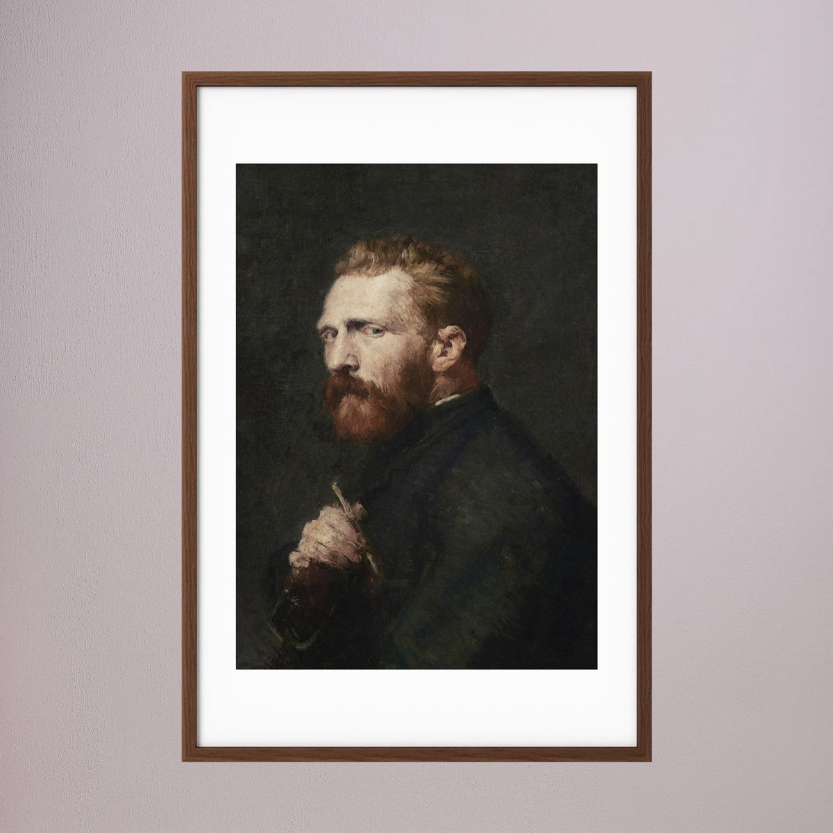 Moody Artist Portrait Vintage Wall Art Print Oak Dark White
