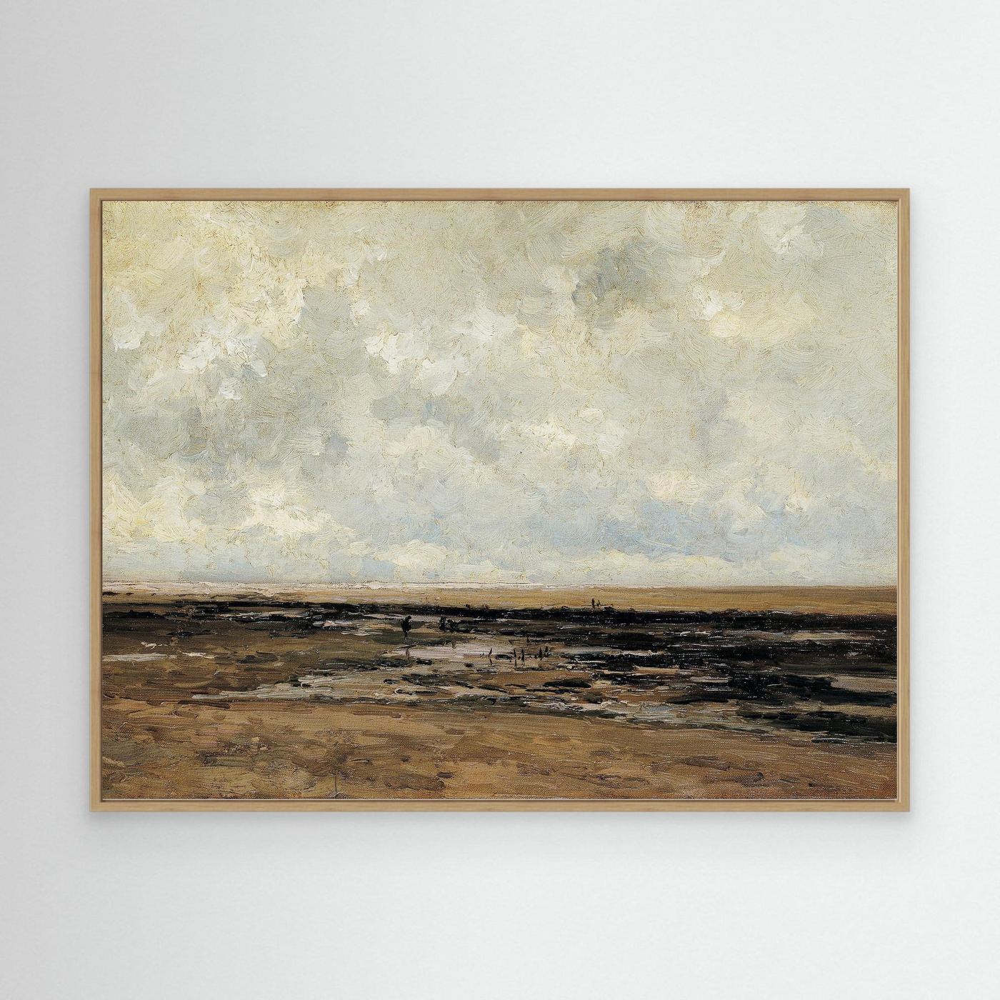 Neutral Landscape Canvas Wall Art | Serene Minimal Landscape for Modern Home Decor Oak