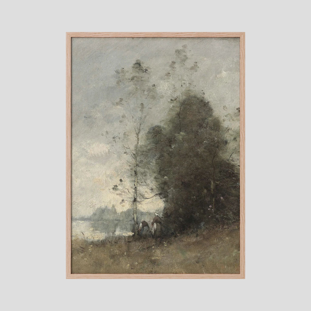 Atmospheric Tree Landscape Vintage Wall Art Print Oak Nature No border