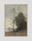 Atmospheric Tree Landscape Vintage Wall Art Print Oak Nature No border
