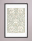 Pale Green Floral Wallpaper Pattern Vintage Wall Art Print Black Wood White