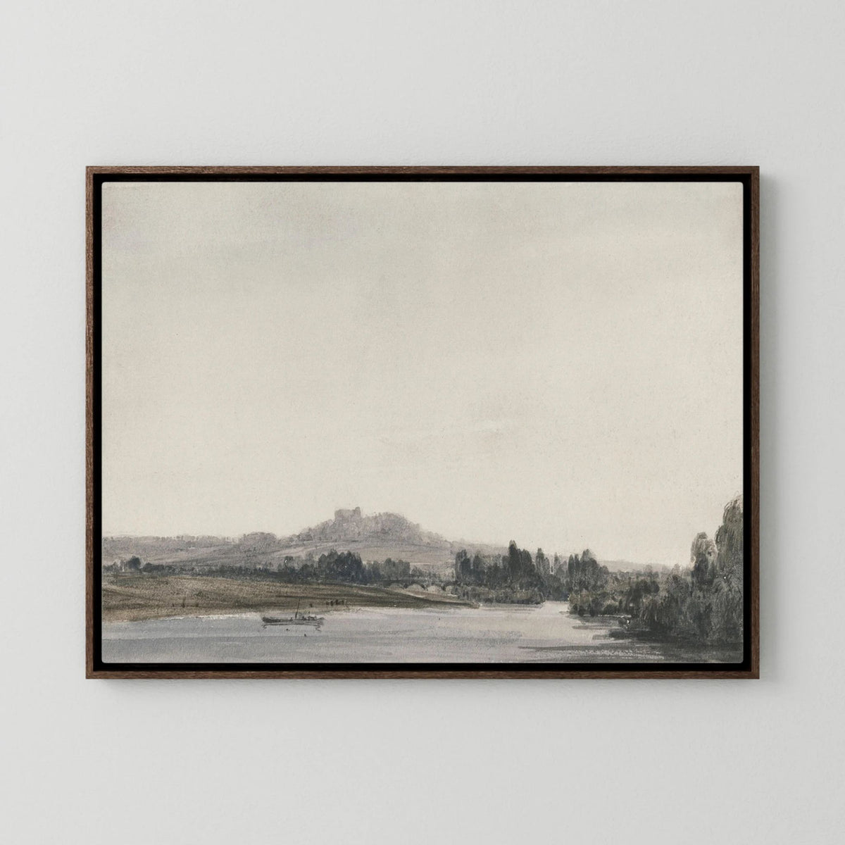 Neutral Lake Landscape Canvas Wall Art | Serene Water View Nature Artwork