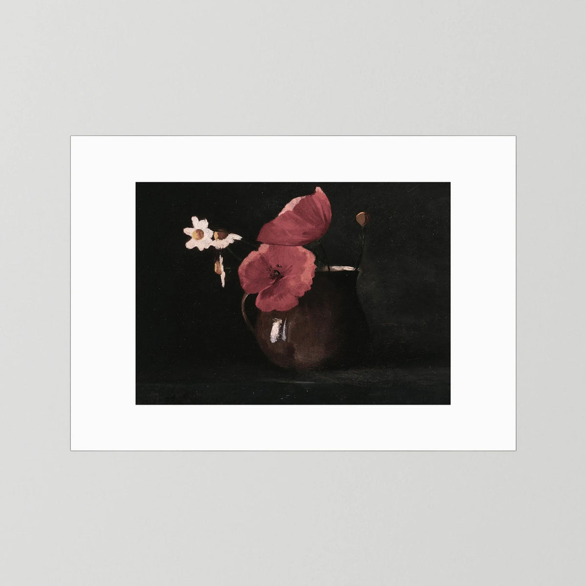Vintage Red Poppy Still Life Art Print