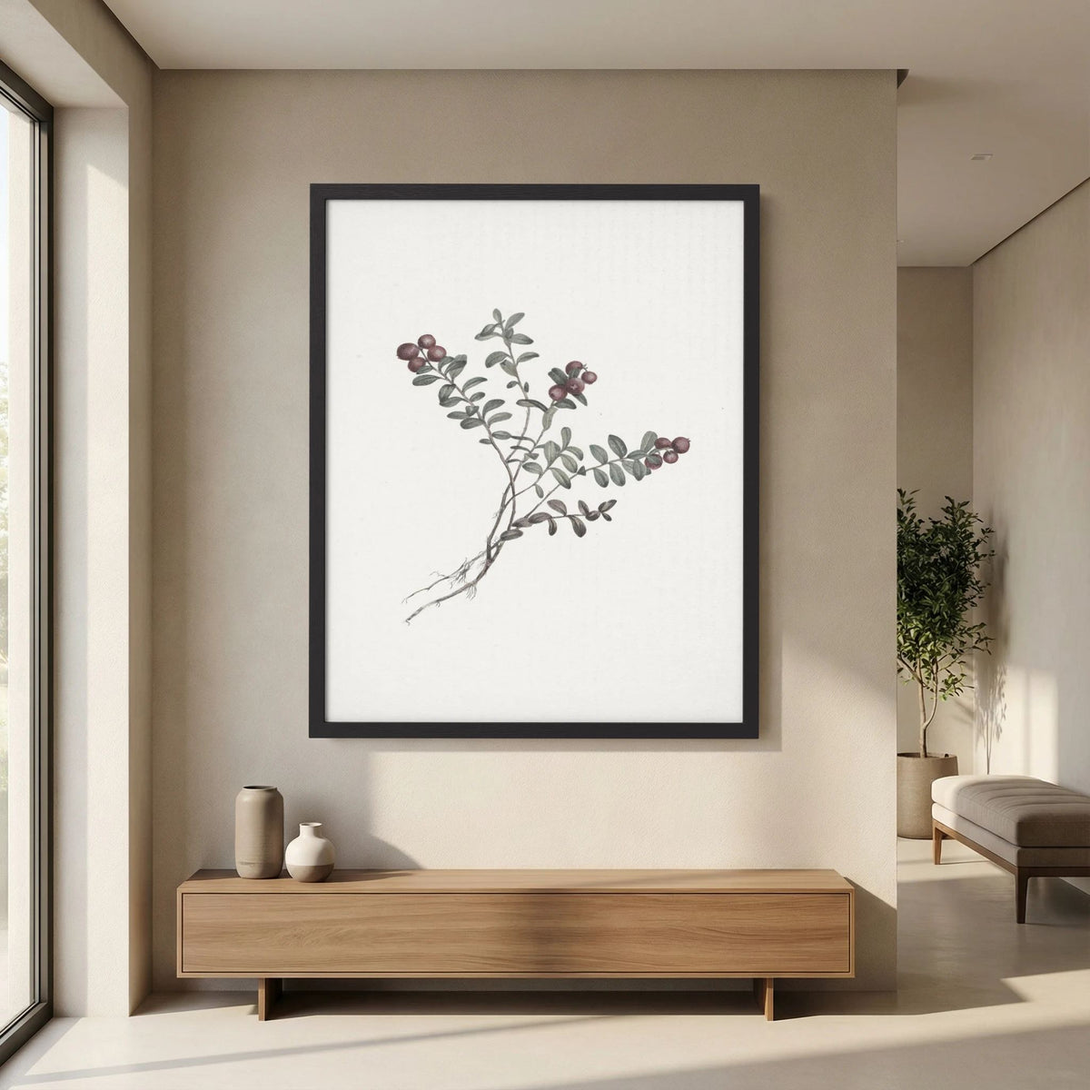 Red Berry Botanical Study Vintage Wall Art Print