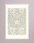Pale Green Floral Wallpaper Pattern Vintage Wall Art Print White Wood Freja