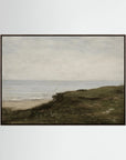 Neutral Coastal Landscape Canvas Wall Art | Vintage Seaside Nature Painting