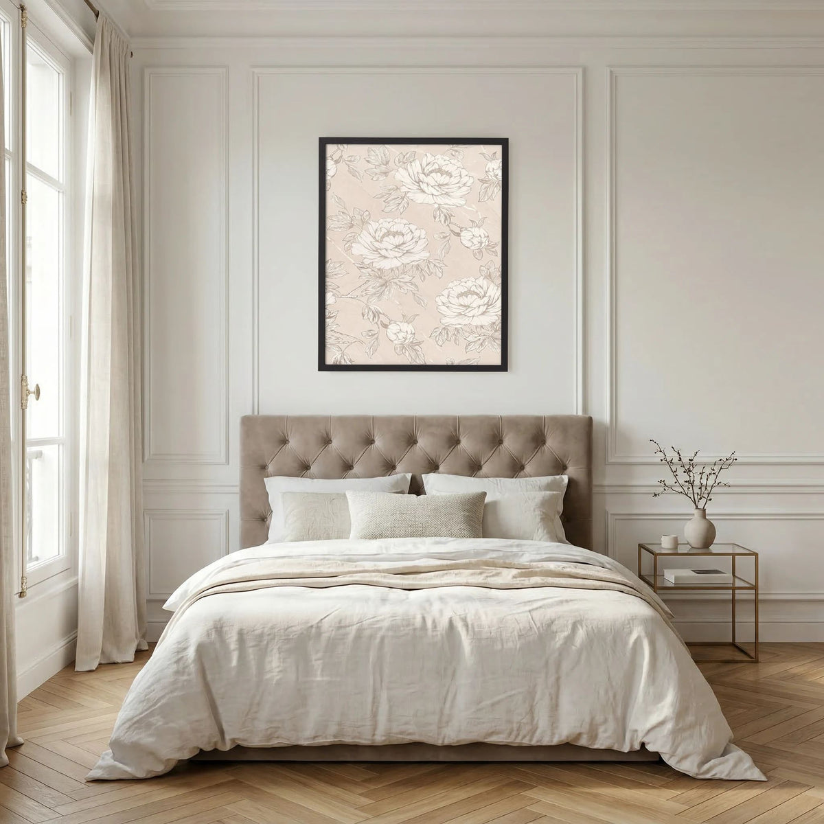 Blush Rose Wallpaper Pattern Vintage Wall Art Print