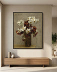 Vintage Wildflower Canvas Wall Art | Rustic Floral Still Life Painting