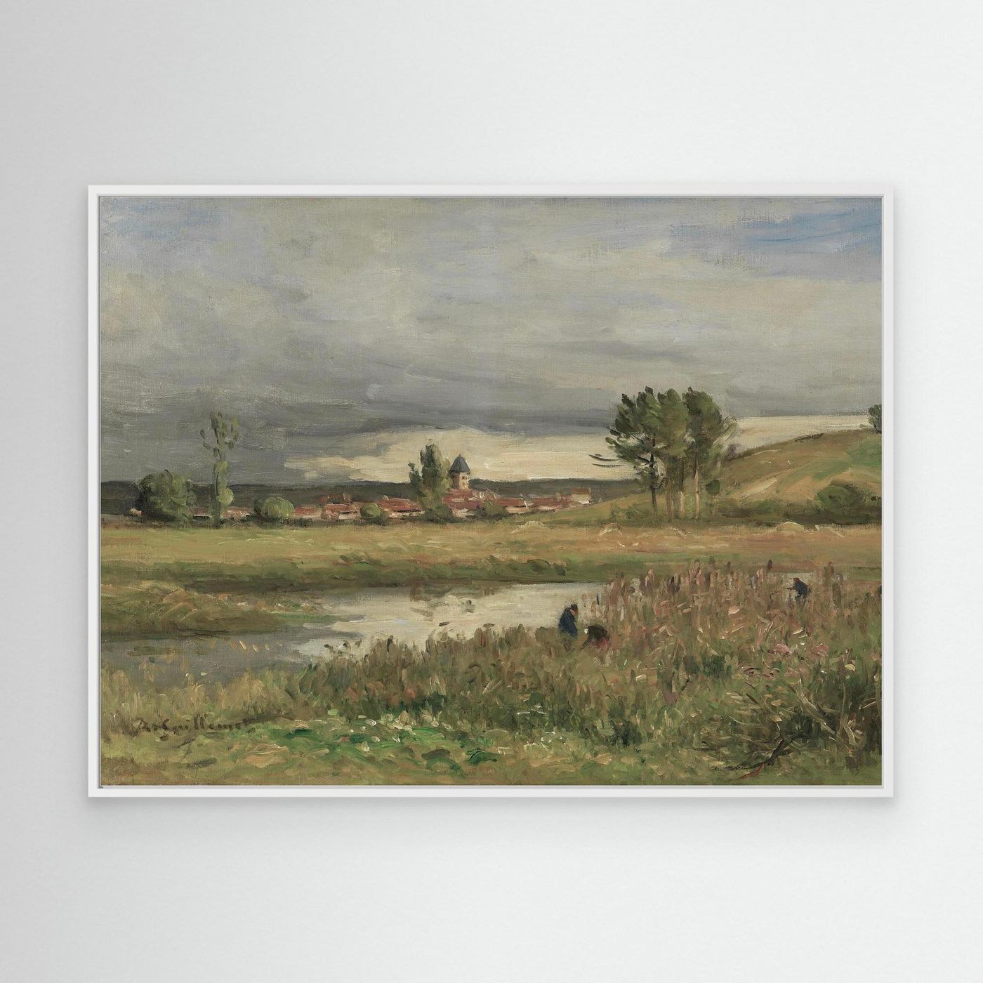 Vintage French Countryside Pond Landscape | Canvas
