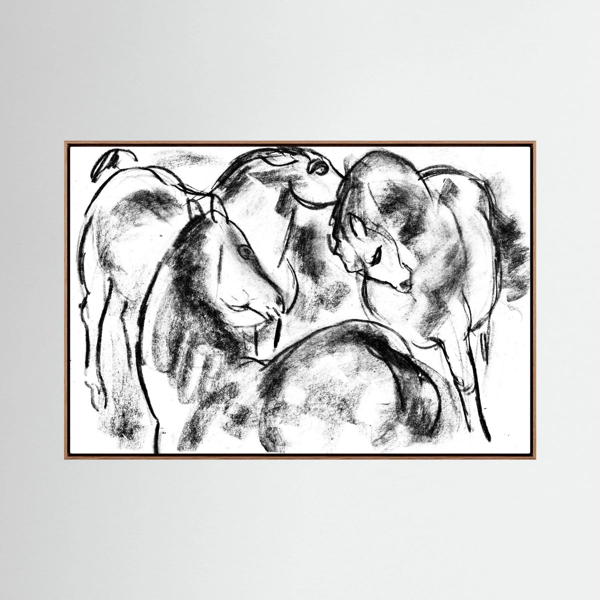Black &amp; White Horse Sketch Canvas Wall Art | Vintage Equestrian Drawing