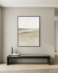 Neutral Coastal Landscape Canvas Wall Art | Serene Beach & Ocean Painting