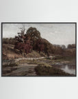 Warm Neutral Landscape Art Print | Serene Earth Tone Artwork for Modern Home Black Wood No border