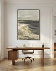 Moody Coastal Landscape Canvas Wall Art | Vintage Seaside & Sailboat Painting