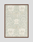 Pale Green Floral Wallpaper Pattern Vintage Wall Art Print Oak Dark No border