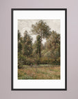 Woodland Landscape Vintage Wall Art Print Black Wood White