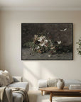 Moody Vintage Floral Canvas Wall Art | Dark Botanical Still Life Painting