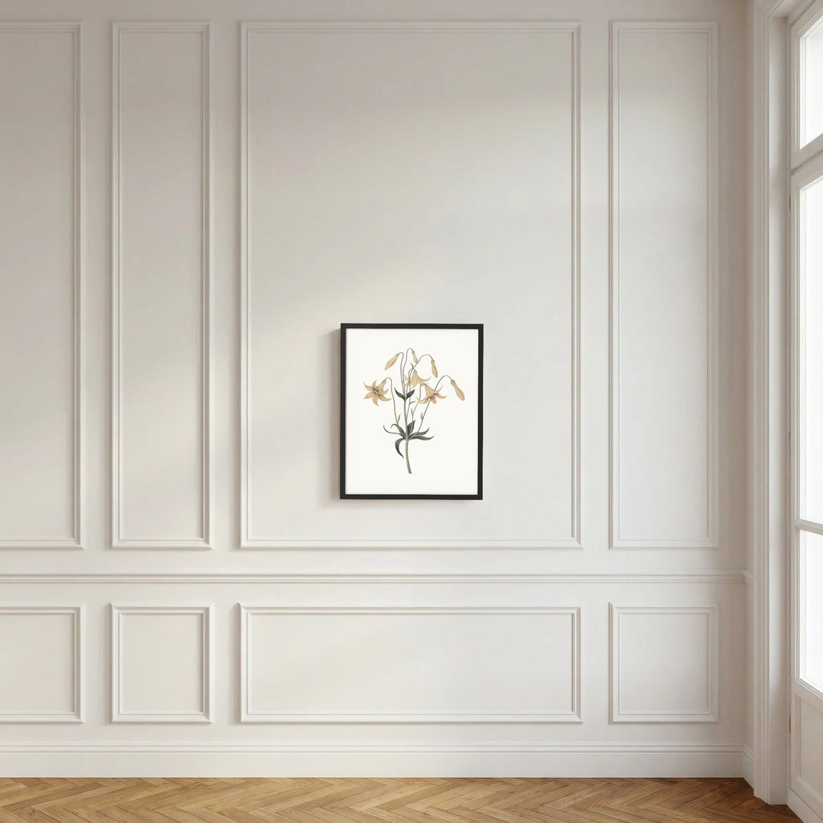 White Wildflower Botanical Study Vintage Wall Art Print