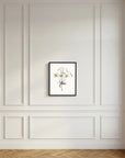 White Wildflower Botanical Study Vintage Wall Art Print