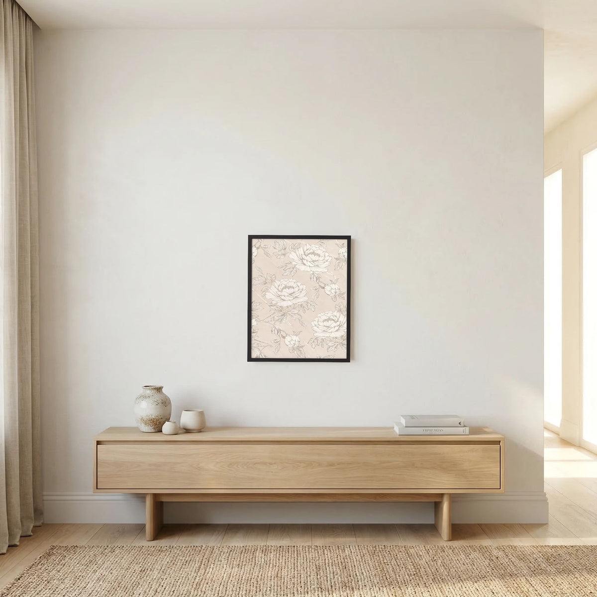 Blush Rose Wallpaper Pattern Vintage Wall Art Print