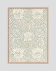 Pale Green Floral Wallpaper Pattern Vintage Wall Art Print Oak Nature No border