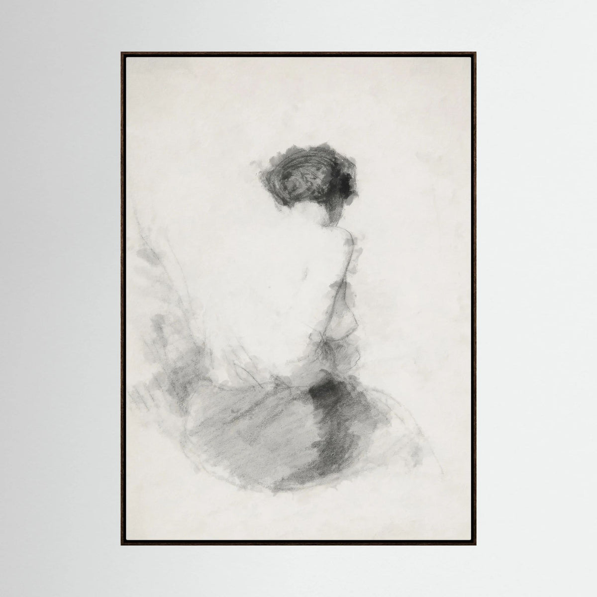 Neutral Woman Figure Canvas Wall Art | Minimalist Vintage Figurative Sketch