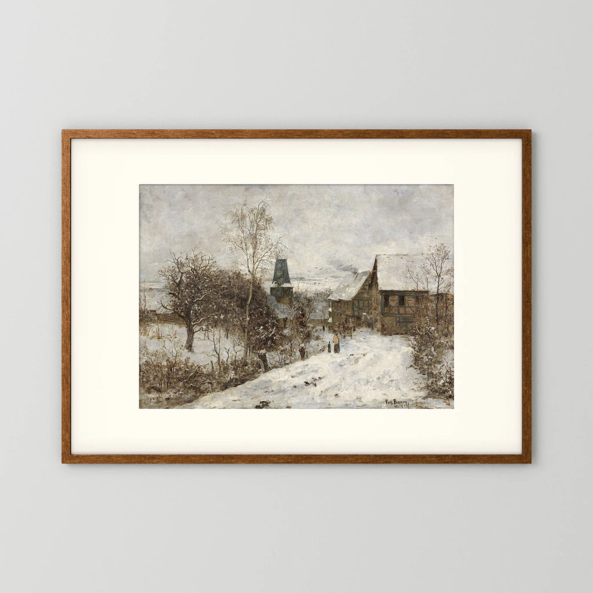 Vintage Snowy Village Art Print