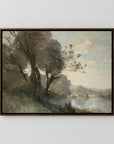 Vintage Riverside Landscape with Trees | Canvas