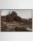 Warm Neutral Landscape Art Print | Serene Earth Tone Artwork for Modern Home Oak Dark No border