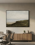 Neutral Coastal Landscape Canvas Wall Art | Vintage Seaside Nature Painting