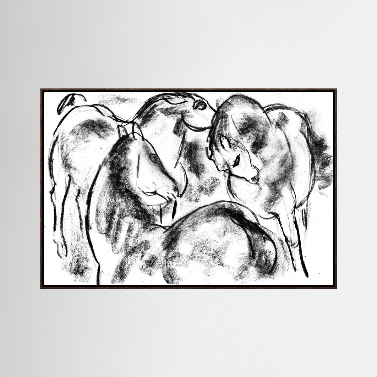 Black &amp; White Horse Sketch Canvas Wall Art | Vintage Equestrian Drawing
