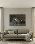 Moody Vintage Floral Canvas Wall Art | Dark Botanical Still Life Painting