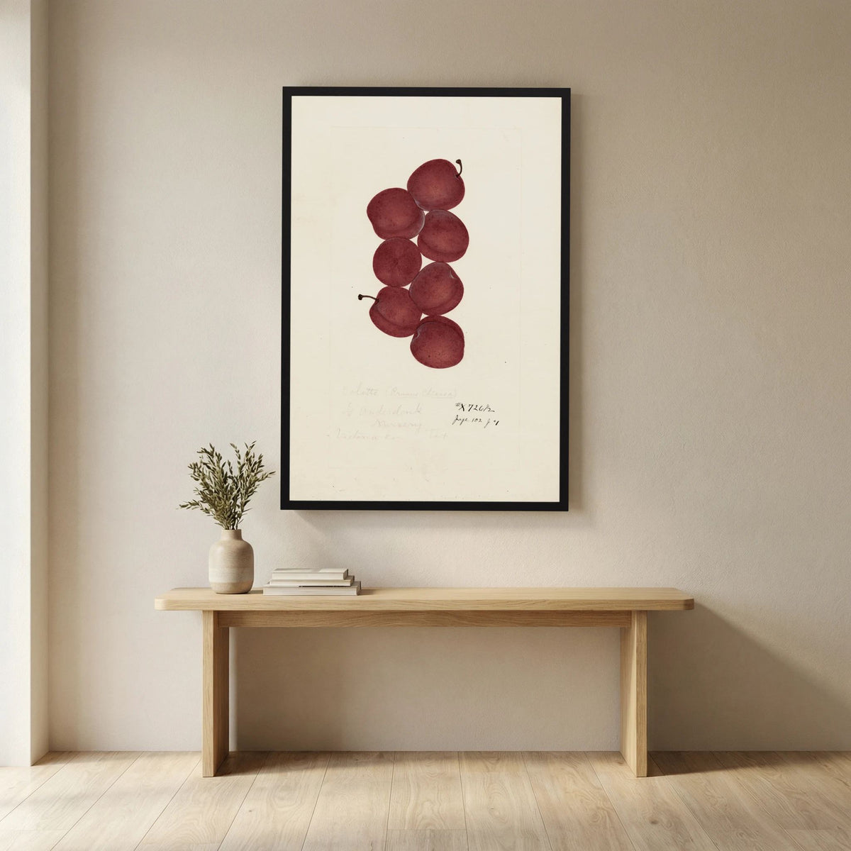 Vintage Red Plum Botanical Art Print