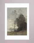 Atmospheric Tree Landscape Vintage Wall Art Print No Frame White
