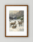 Vintage Deer in Snow Art Print