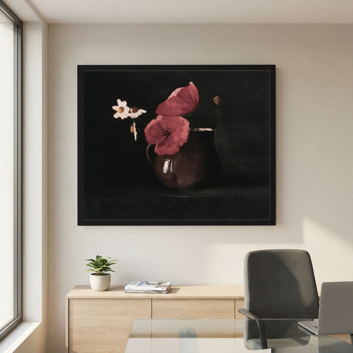 Vintage Red Poppy Still Life Art Print