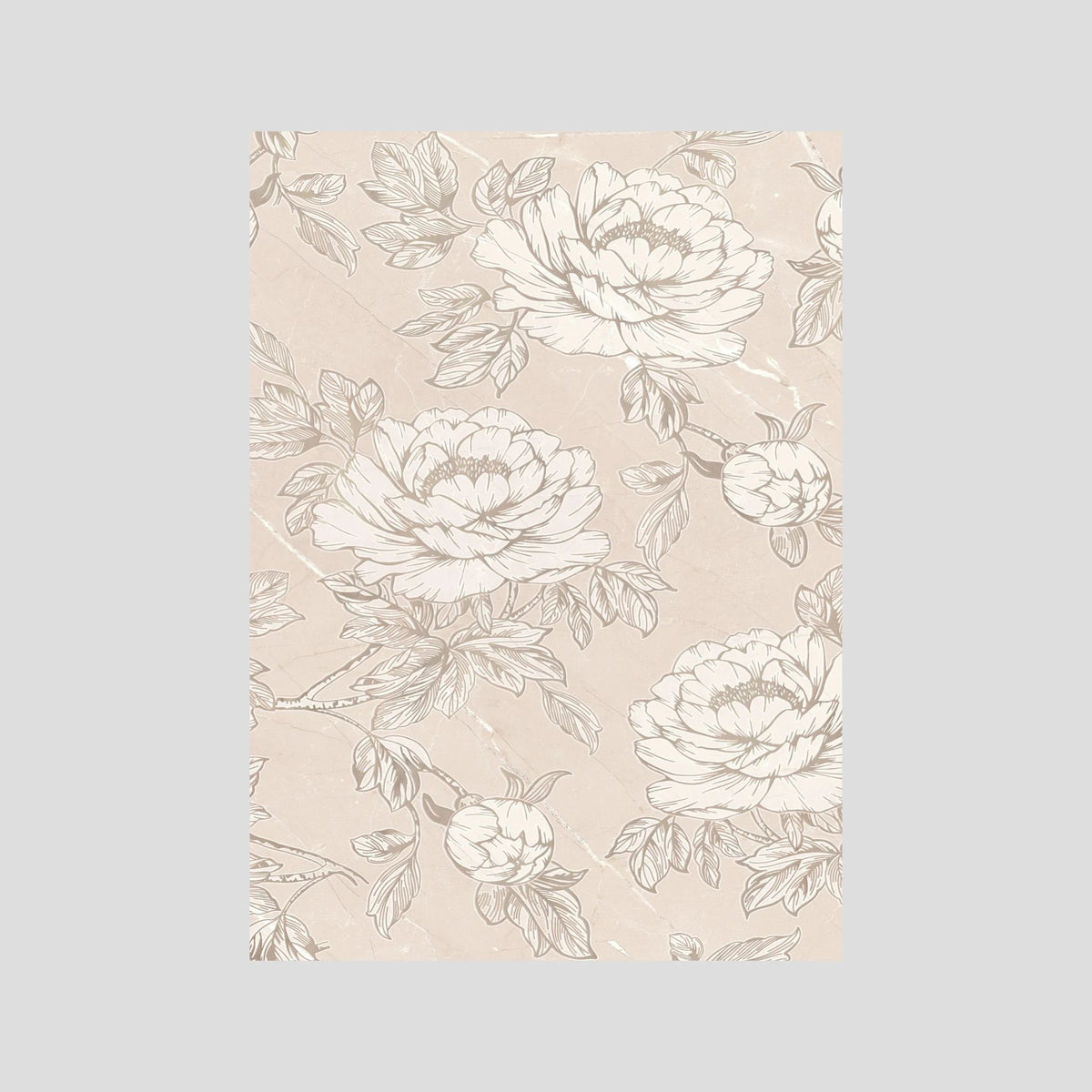 Blush Rose Wallpaper Pattern Vintage Wall Art Print No Frame No border