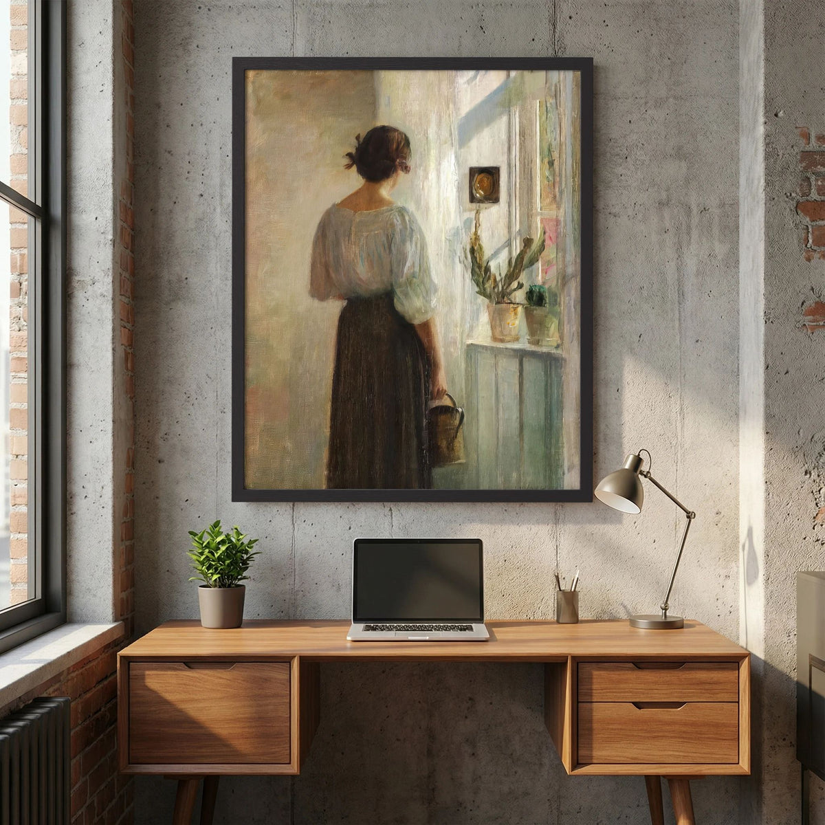 Woman at the Window Vintage Wall Art Print