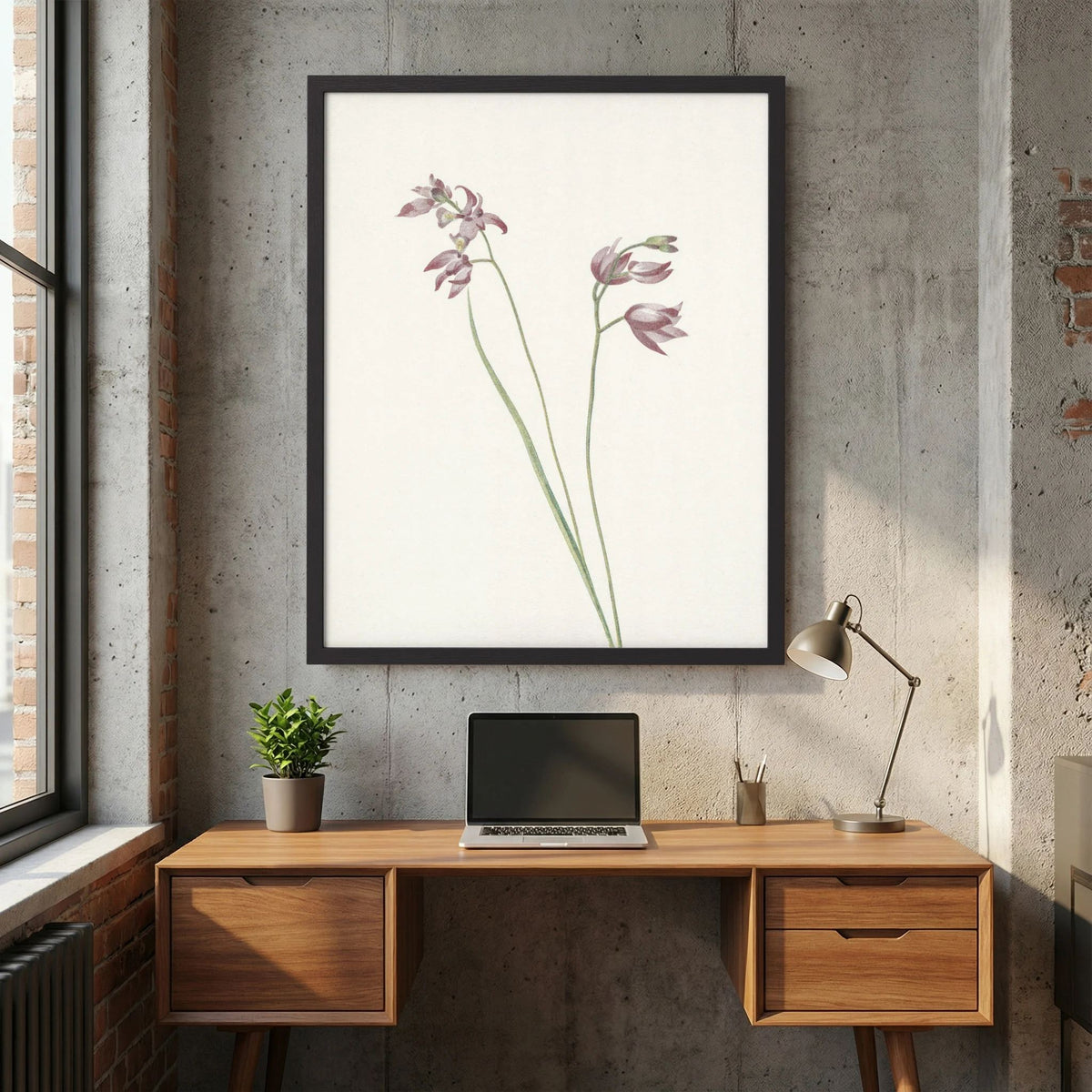 Pink Wildflower Botanical Study Vintage Wall Art Print