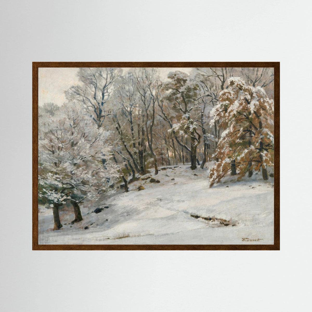 Vintage Snowy Forest Landscape Art Print